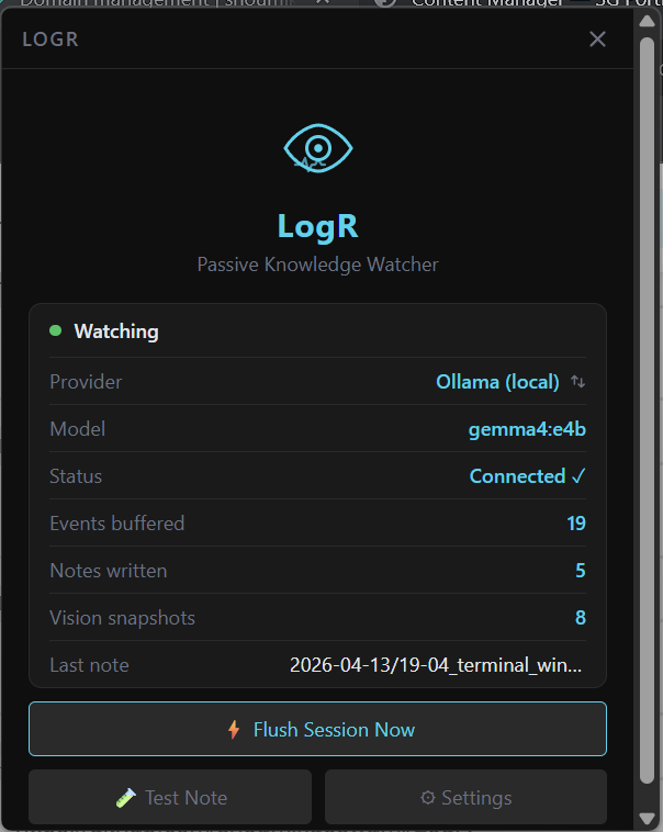 LogR - A passive knowledge watcher for your desktop.